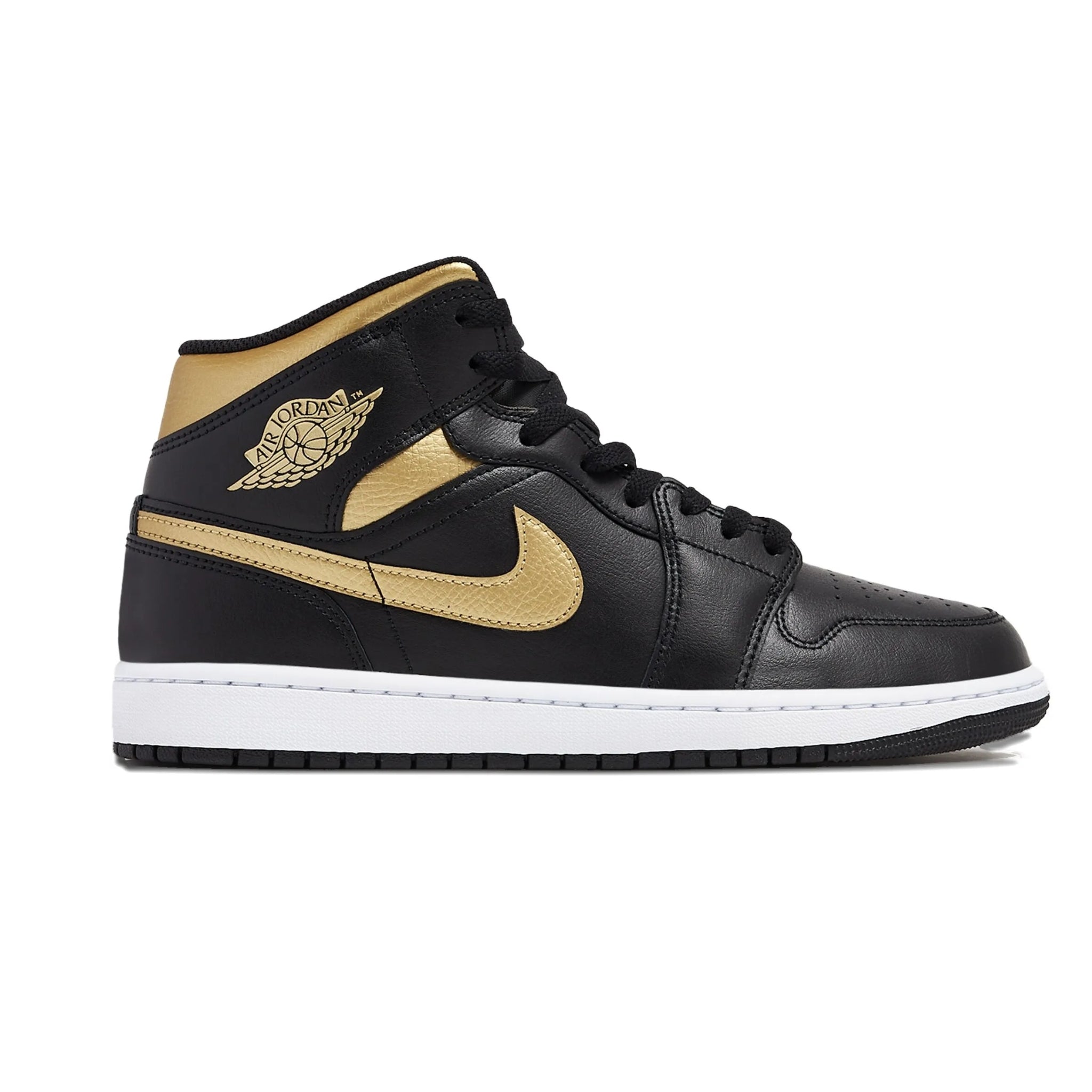 Nike Air Jordan 1 Mid en color negro y oro